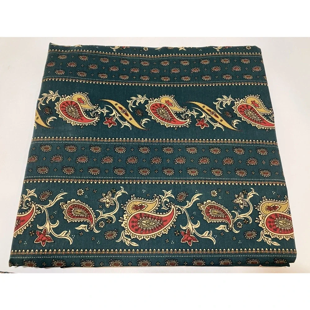 Valance Drapes Window Covering Set Green Paisley Crown Crafts Middlebury NEW